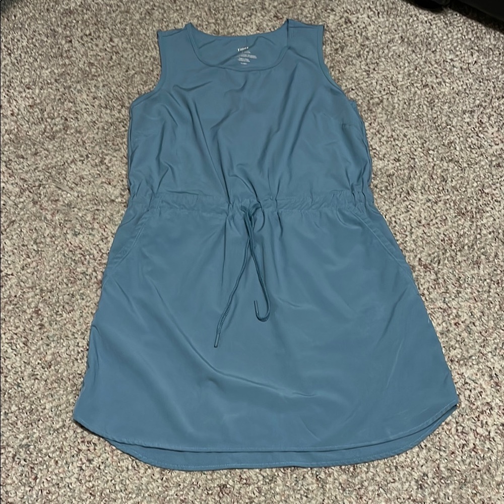 Tilly Women's Blue Sleeveless travel Dress with drawstring waist